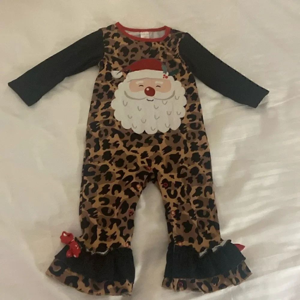 Boutique Cheetah Santa Jumper 18 Months Penelope Plumm